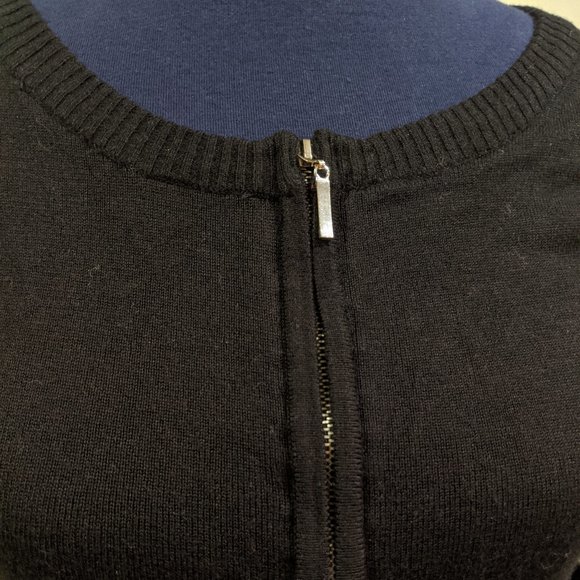 Zip Up Black and White Striped Sweater - Picture 4 of 5